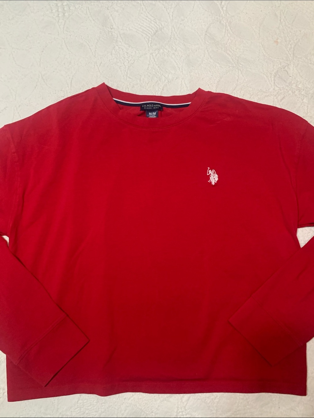 Polo by Ralph Lauren Long-Sleeve Crewneck Shirt - Red with White Pony
